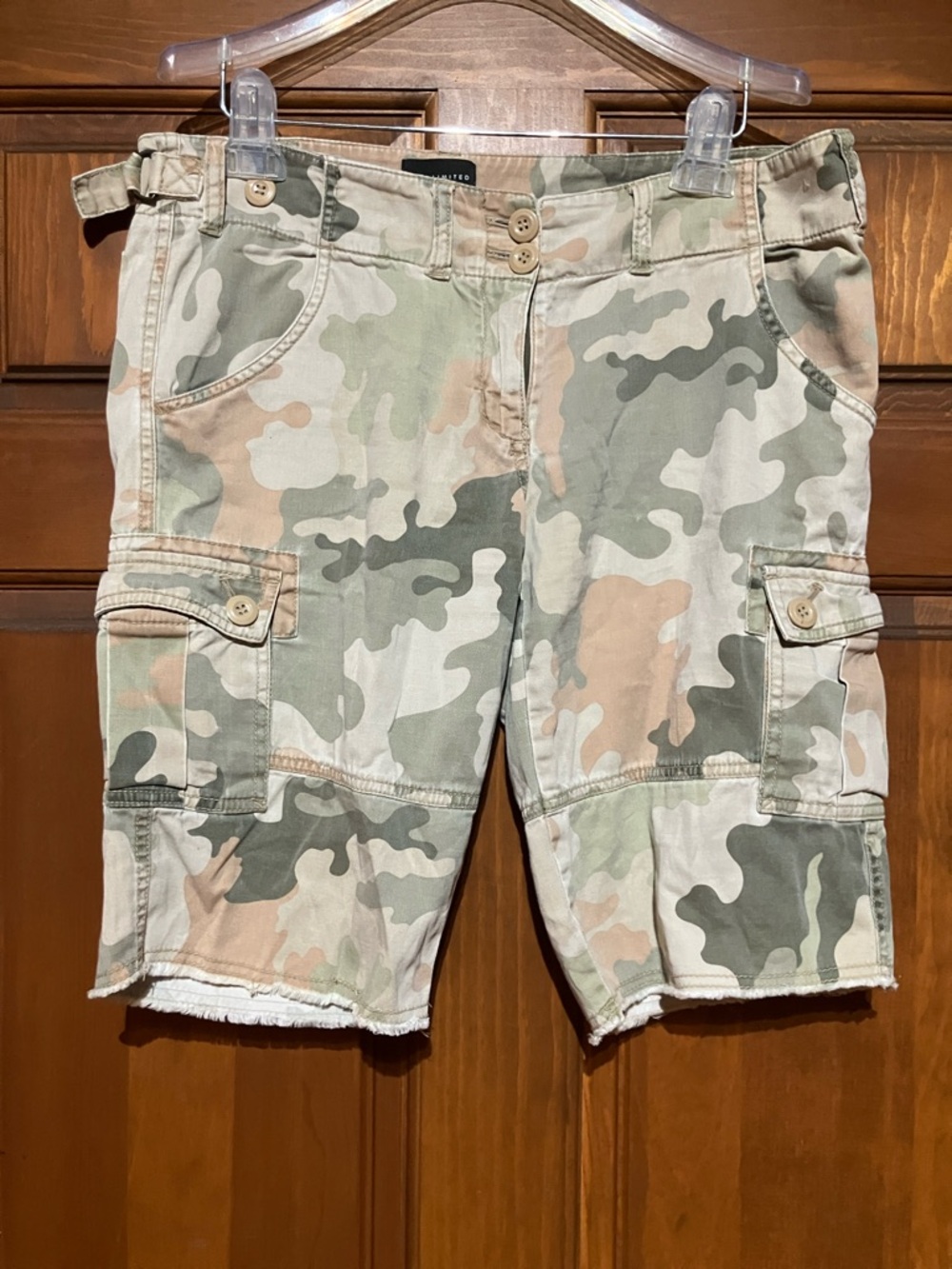 The Limited Women's Camo Cargo Shorts in Green and Tan